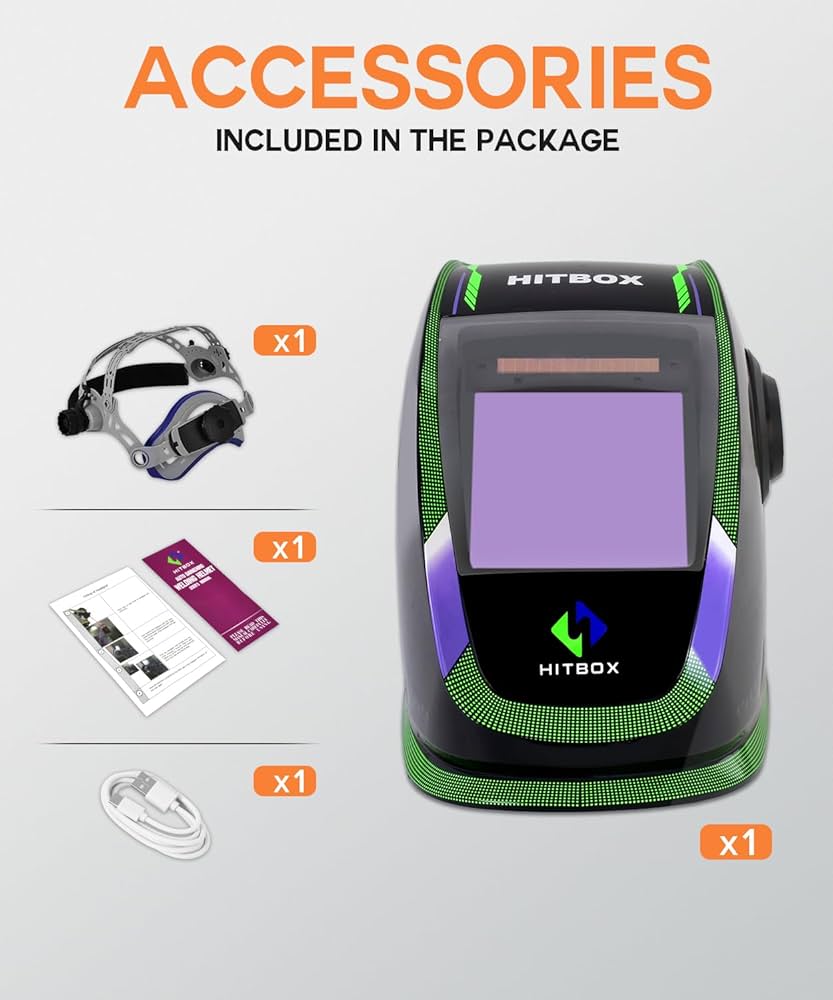 HITBOX Welding Helmet Auto Darkening, 3.94